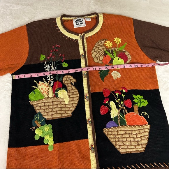STORYBOOK KNITS Vintage Thanksgiving Blessing Sweater Button-down size large - Picture 5 of 9